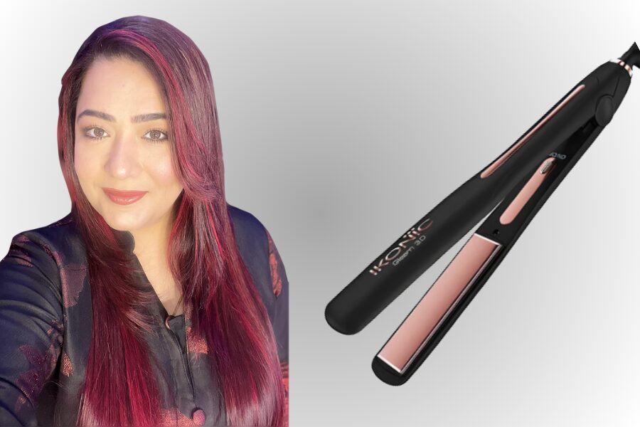 Hina Dalvi relies on the IKonic Gleam Slim Hair Iron.